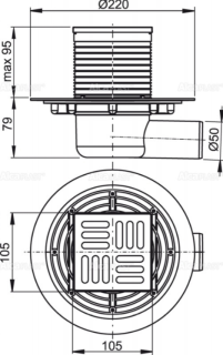 Сливной трап AlcaPlast 105 ? 105/50мм решетка - хром APV1311